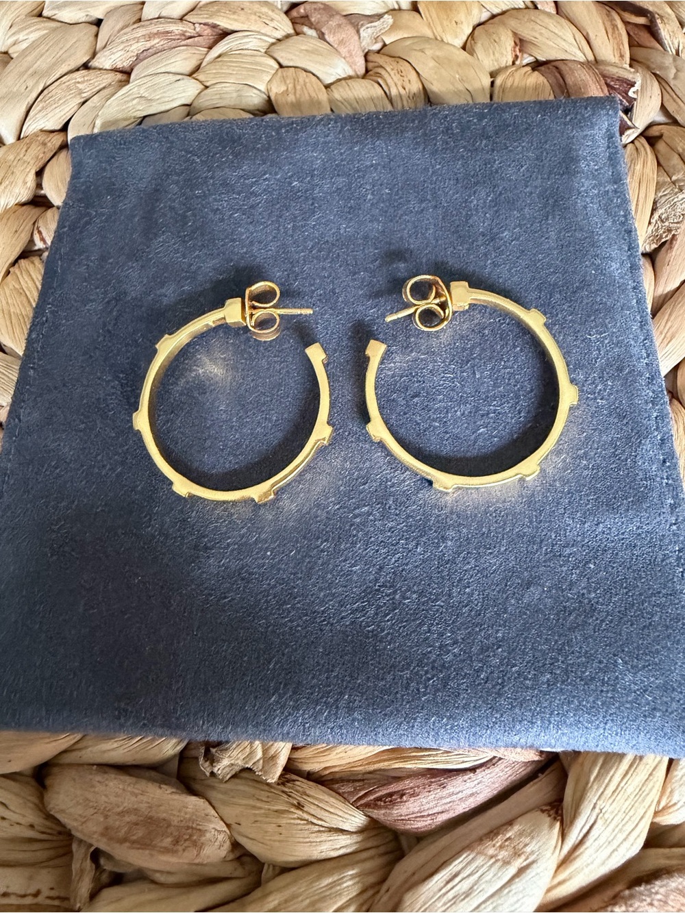 Julie Vos Gold Textured Mini Hoop Earrings - Picture 2 of 5